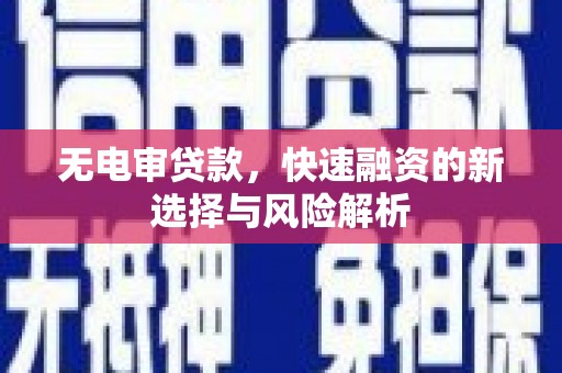 鹤庆无电审贷款，快速融资的新选择与风险解析