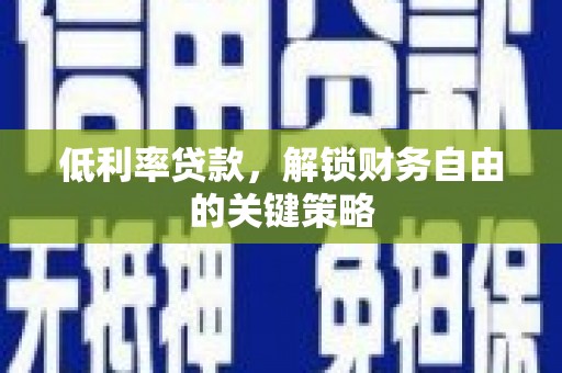 新平低利率贷款，解锁财务自由的关键策略