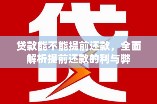 咸宁贷款能不能提前还款，全面解析提前还款的利与弊