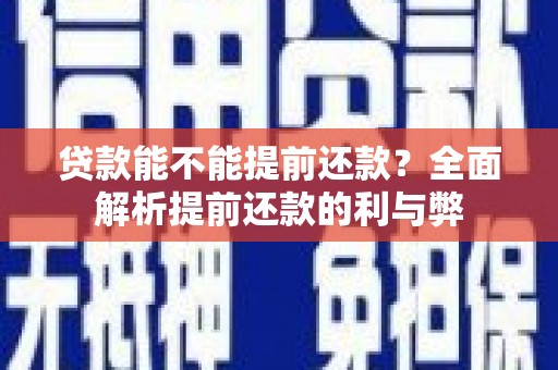 汉源贷款能不能提前还款？全面解析提前还款的利与弊